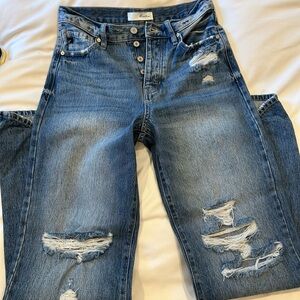KanCan Distressed Boyfriend Jeans in Blue
